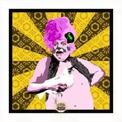 Portret z ekscentrycznymi różowymi włosami