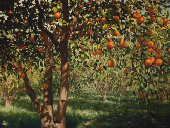 Cisza pod pomarańczami II, 2012, olej na płótnie
