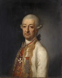Portret św. k. Feldmarszałek Książę Franz Ulrich Kinsky von Wchinitz und Tettau (1726-1792) z Krzyżem Komandorskim Orderu Marii Teresy, na odwrocie Johann Baptist Lampi zm. A. przypisany