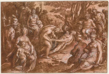 Obdzieranie ze skóry Marsjasza, c. 1570-1605.