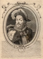 Portret Franciszka I (1494 - 1547), Króla Francji - Franciszek I, Król Francji - grawer z 