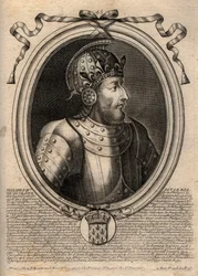 Portret Filipa IV Bela (1268 - 1314), Króla Francji - Filipa IV Pięknego (1268-1314) Króla Francji - grawerowanie z 