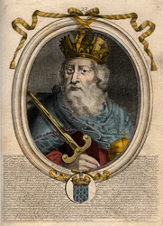 Karol Wielki (Charles I dit le Grand, Carolus Magnus, 742-814), Król Franków - Karol Wielki (Carolus Magnus, Karol Wielki) (747-814) Król Franków i chrześcijański cesarz Zachodu - rycina z 