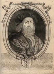 Dynastia Merowingów: Portret Childeryka III (714-755) Król Franków - CHILDERYK III (zm. 754) Król Franków, 741-751 i ostatni Merowingów - rycina z 