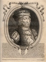 Portret Cariberta, króla Franków (561-567) - Caribert lub Charibert (zm.567) King of the Franks - grawer z 