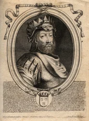 Portret Childeryka I, króla Franków Salian (436-481) - CHILDERYK I King of Salian Franks - grawer z 