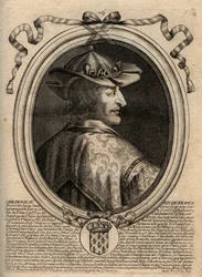 Portret Chilperika II (ok. 670 - 721), króla Neustrii - CHILPERIC II króla Franków - grawer z 