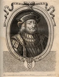 Portret Chilperika I (539 - 584), króla Neustrii - Chilperic I, króla Francji Merowingów - rycina z 