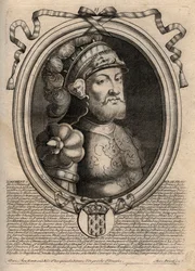 Portret Dagoberta, Króla Franków od 628 do 638 - Dagobert (605-39) Król Franków - grawer z 