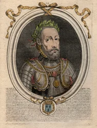 Portret Henryka II (1519-1559) Król Francji - Henryk II (1519-59), król Francji - grawerowanie z 