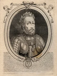 Portret Henryka II (1519 - 1559) Król Francji - Henryk II (1519-59), król Francji - grawerowanie z 