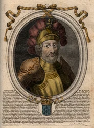 Portret Hugues I Capet (ok. 941 - 996), księcia Francji ówczesnego króla Francji - Portret Hugues I Capet (c941-996), króla Francji - rycina z 