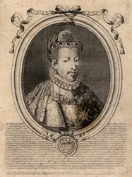 Portret króla Francji Henryka III (1551-1589) - Portret Henryka III (1551-89) króla Francji - grawerowanie z 
