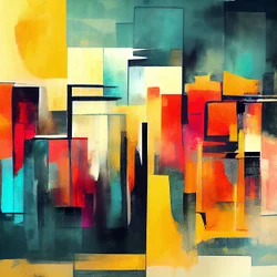 Abstrakcyjne kształty w ciepłych kolorach czerwonym i pomarańczowym, wydruki artystyczne na ścianę