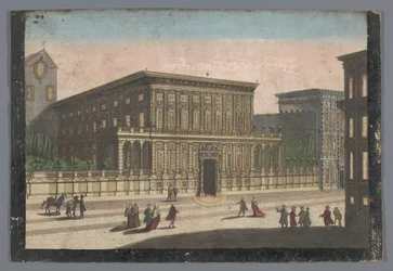 Gezicht op het Palazzo Doria-Tursi te Genua Widok na Palazzo del Duca d