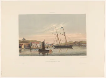 Port w Willemstad Curaçao. Miejsce cumowania okrętów wojennych w porcie (tytuł na obiekcie)