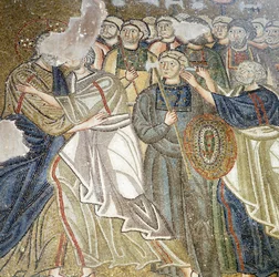 Pocałunek Judasza, mozaika w katholikonie (głównym kościele) klasztoru Nea Moni (Lista światowego dziedzictwa UNESCO)