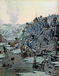 Kampania austriacka (1805): po bitwie pod Austerlitz Napoleon I Bonaparte (1769-1821) i jego żołnierze uratowali Rosjan z lodowatych jezior 2 grudnia
