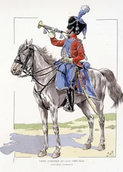 Gwardia Honorowa Lyonu od 1804 do 1814 r. Jeździec na trąbce - w „Hue des troupes de France”, il. de Job