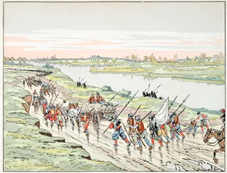 Ilustracja zaczerpnięta z książki „Le bon roy Henri””, ilustracja Jacques Marie Gaston Onfray de Breville dit JOB (1858-1931): Henri IV opowiada o Paryżu - Kolekcja prywatna
