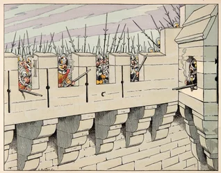 Ilustracja zaczerpnięta z książki „Le bon roy Henri”, ilustracja Jacques Marie Gaston Onfray de Breville dit JOB (1858-1931): Paryżanie przygotowują się do obrony miasta - Zbiory prywatne