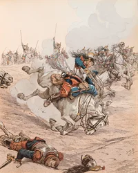 Jacques Marie Gaston Onfroy de Breville dit JOB (1858-1931) - Szarża pancerników w bitwie pod Reichshoffen (lub Fréeschwiller Woerth) w 1870 r., zbiory prywatne