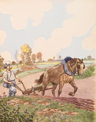 Jacques Marie Gaston Onfroy de Breville dit JOB (1858-1931) - Le retour à la terre (francuskie wojsko powracające na swoje pole po zakończeniu I wojny światowej), zbiory prywatne