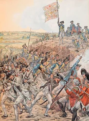 Jacques Marie Gaston Onfroy de Breville dit JOB (1858-1931) - Francuzi podczas bitwy o Yorktown w październiku 1781 podczas wojny o niepodległość, kolekcja prywatna