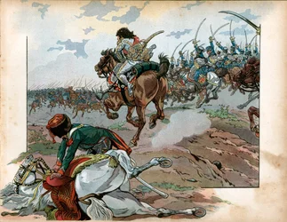 Joachim Murat (1767-1815) oskarżony ze swoimi ludźmi w bitwie pod Heilsbergiem 10 czerwca