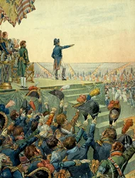 Napoleon I Bonaparte (1769-1821) rozdający 16 sierpnia krzyże Legii Honorowej armii obozu wojskowego Boulogne